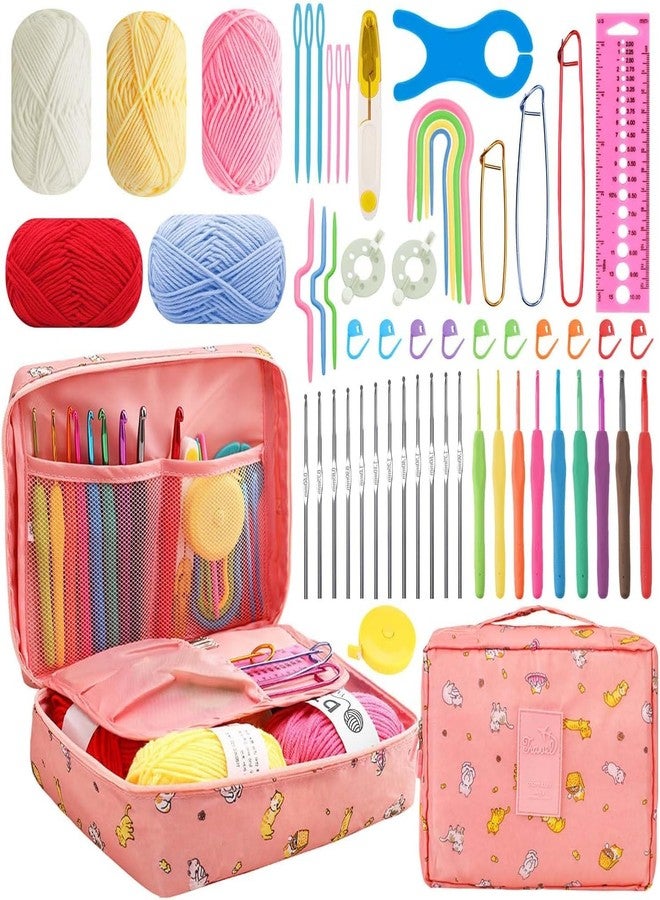 QLECT Crochet Needle Kit 107Pcs with Carry Bag DIY Crochet Kit with Tools & Accessories Comprehensive Crochet Kit for Beginners & Professionals - Image 1